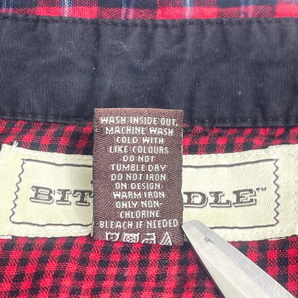 Red Multi Color Long Sleeve Button Up Pearl Snap Flannel Shirt Large - Picture 14 of 14